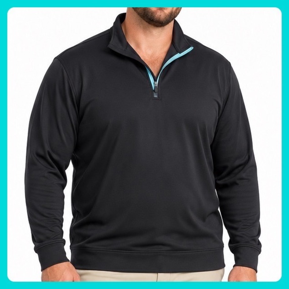 Swannies Quarter Zip Pullover Men 2XL Black Golf Active Tech Performance Stretch